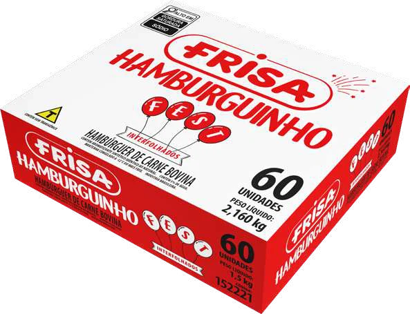 Embalagem Frisa: Hamburguinho de carne bovina